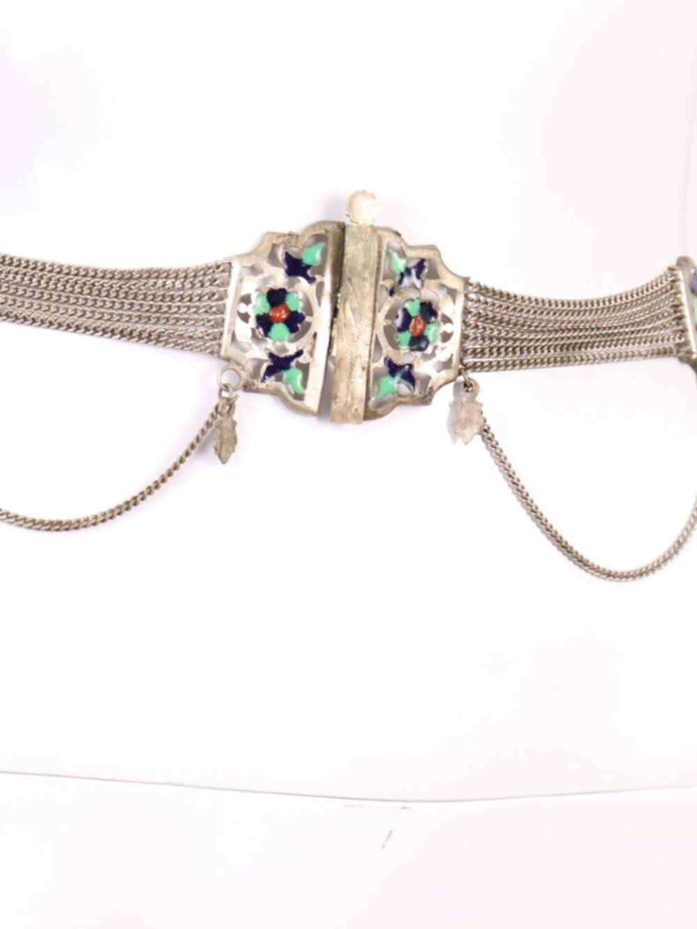 Vintage 1960’s Multi Chain East Indian Enameled Festoon Belt
